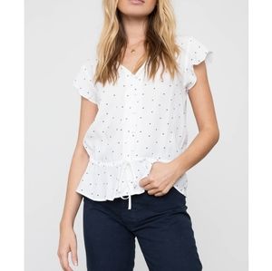 Rails Bretton white navy mini hearts peplum blouse